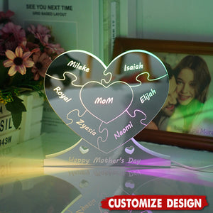 Personalized Heart Puzzle Mirror Light