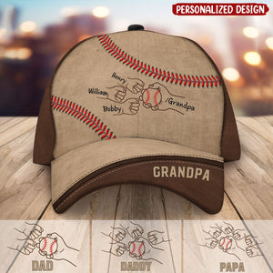 Baseball Dad Grandpa Fist Bump Personalized Classic Cap