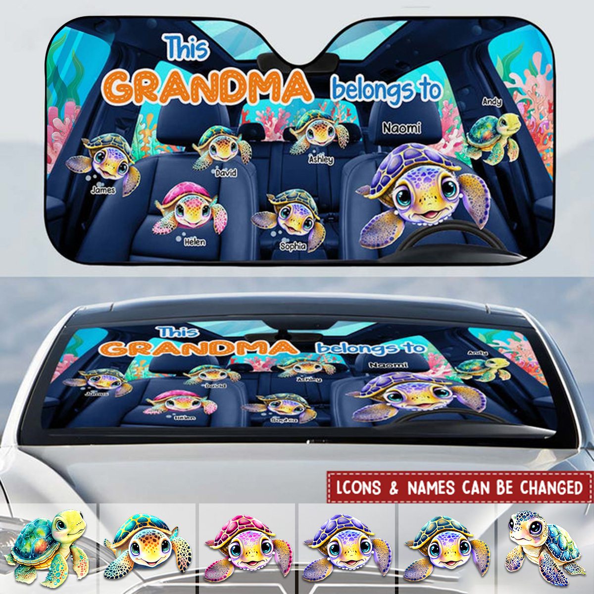 This Grandma Belongs To Turtle Summer Car Sun Shade