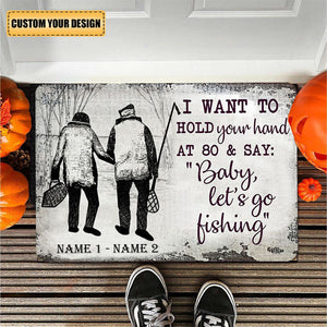 Baby, Let's Go Fishing Doormat - Gift For Couple, Fishing Lovers