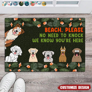 Dog Beach Please No Need To Knock - Personalized Doormat