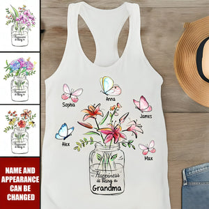 Happiness Is Being A Grandma Mom Vase of Flower Personalized Tank Top