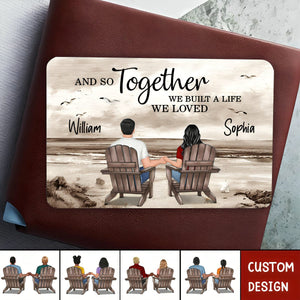 Retro Vintage Back View Couple Sitting Beach Landscape Personalized Wallet Card