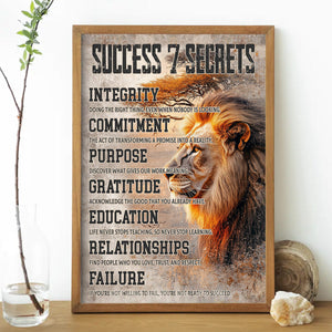 Success 7 Secrets - Motivational Lion Poster