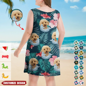 Custom Photo Funny Human Pet Face - Personalized Sleeveless Tank Dress