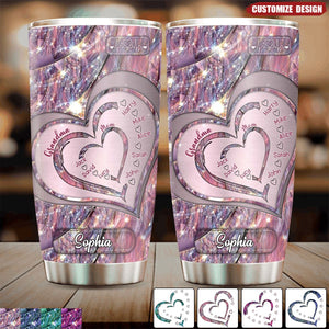 Sparking Grandma Mom Heart With Kid Name Personalized Tumbler