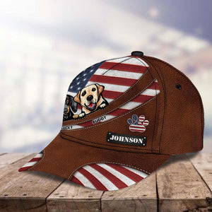 Happy 4th July Dog America Flag Personalized Cap, Personalized Gift for Dog Lovers, Dog Dad, Dog Mom