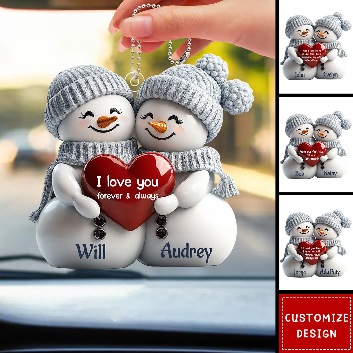 Couple Snowman Personalized Acrylic Ornament - Anniversary Gift For Wife,Husband