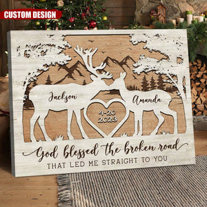 Personalized Deer Couple Poster, Anniversary Gift for Couple