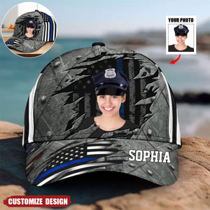 Personalized US Police Officer Grey 3D Cap