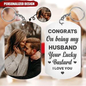 Couple - Congrats On Being My Husband You Lucky - Personalized Custom Necklace