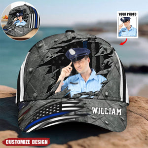 Personalized US Police Officer Grey 3D Cap