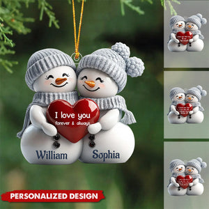 2024 New Release Couple Snowman Christmas - Personalized Acrylic Ornament