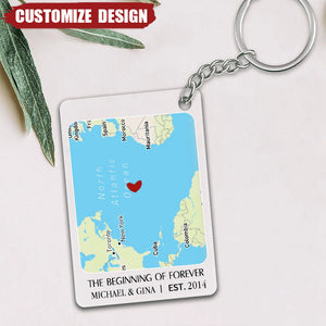 The Beginning Of Forever - Couple Personalized Keychain - Gift For Couple