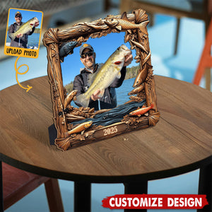 Fishing Memories - Personalized Fishing Cut Shape Photo Frame