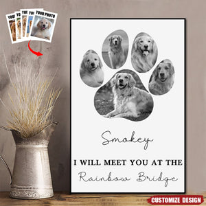 Personalized Memorial Dog Paw Photo Collage Poster