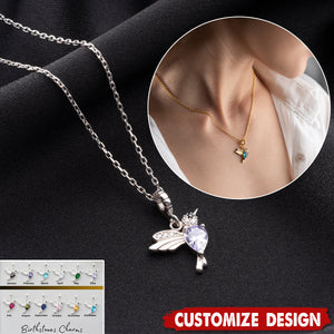 Personalized Birthstone Hummingbird Necklace - Gift Bird Lovers