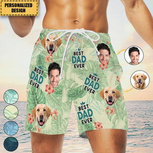 Best Dad Ever-Family Personalized Hawaiian Men Beach Shorts - Summer Vacation Gift For Dad, Grandpa