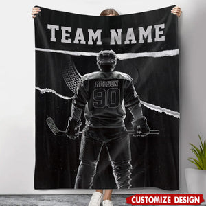 Personalized Hockey Boy Blanket, Gift For Hockey Lovers,Players