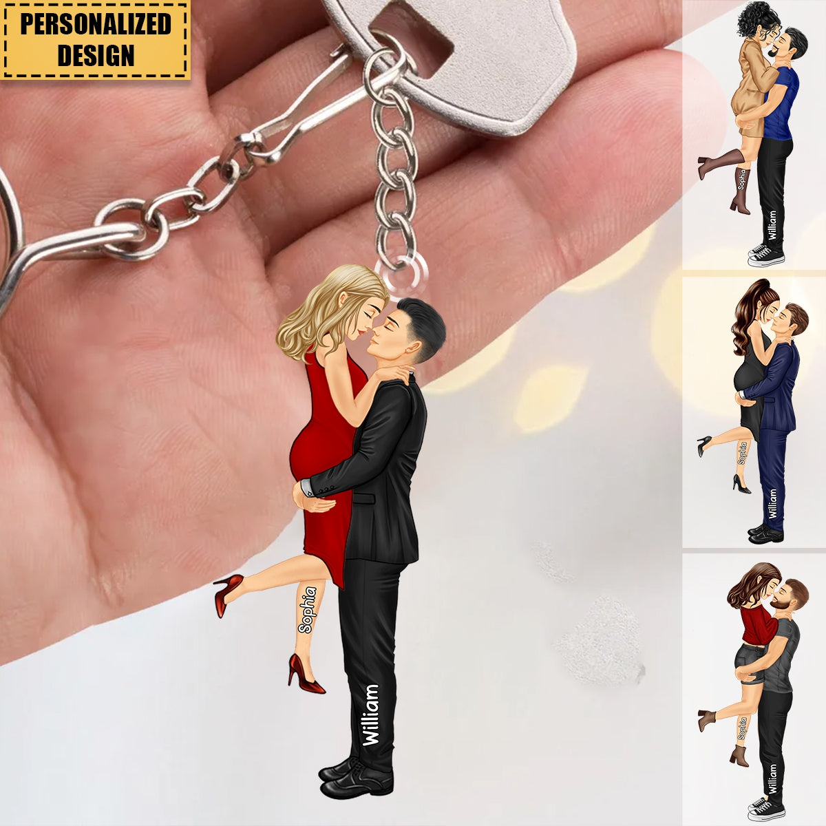 New Release - Couple Kiss Personalized Keychain, Anniversary Gift For Wife,Husband