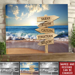 Personalized Beach Canvas Print with Family Names