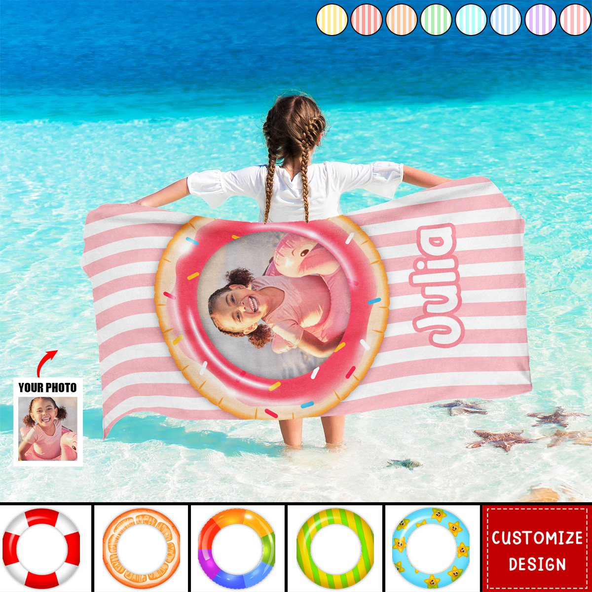 Kid Float Pool Party - Personalized Photo Beach Towel