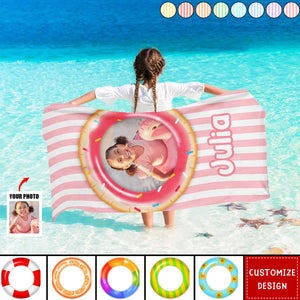 Kid Float Pool Party - Personalized Photo Beach Towel