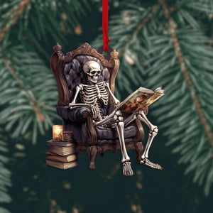 One More Chapter Skeleton Reading Book Acrylic Ornament - 2024 New Release