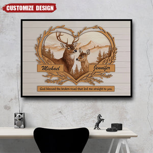 Personalized Deer Love Mountains Poster