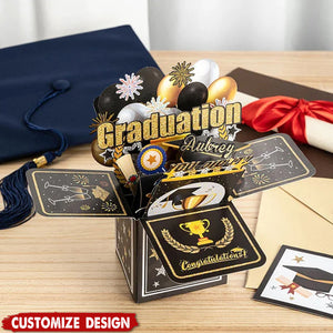 Personalized Handmade 3D Graduation Pop Up Box Card with Money Envelope and Greeting Card Graduation Congratulations Gift for Graduates