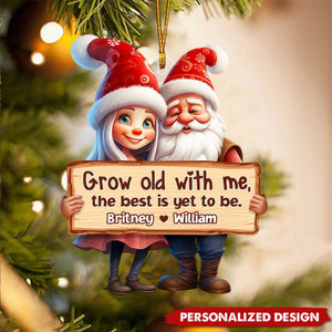 Grow Old With Me, The Best Is Yet To Be, Couple Gift, Personalized Acrylic Ornament, Santa Couple Ornament, 2024 New Release Christmas Gift