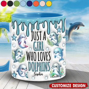 Just A Girl Who Loves Dolphins - Personalized Dolphin Accent Mug