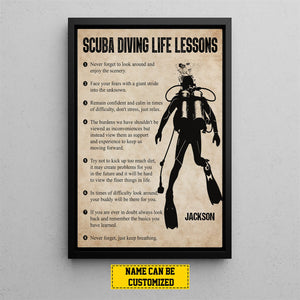 Personalized Scuba Diving Life Lessons Poster - Gift For Scuba Diving Lover