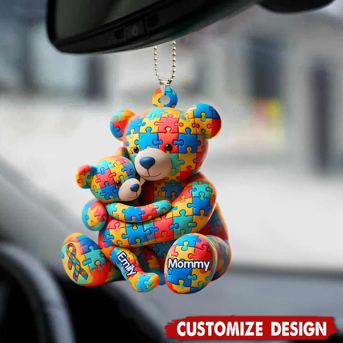 Personalized Gifts For Autism Ornament Bear Mother and Kid