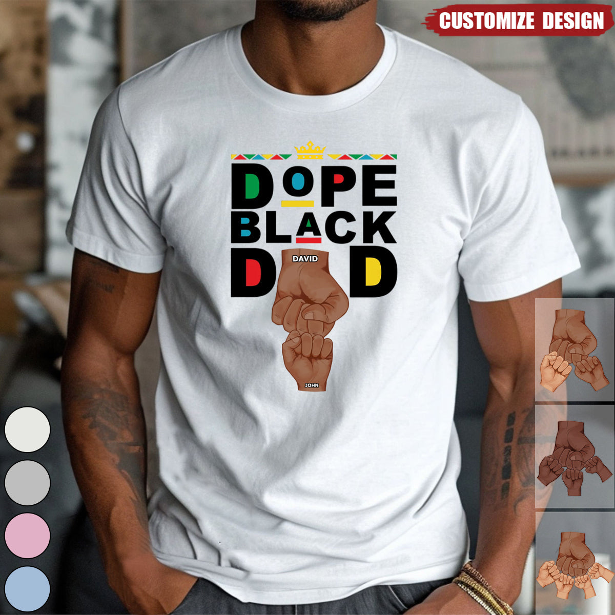 Dope Black Dad / Grandpa - Personalized T Shirt