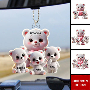 Personalized Grandma Bear Meaningful Car Ornament, Gift For Nana