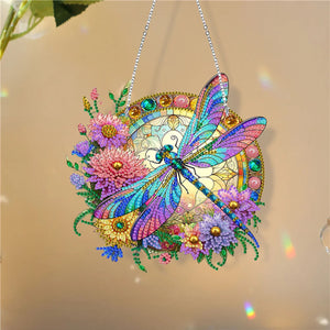 5D Diamond Painting Stained Dragonfly Panel Decorative Home Garden Decoration Hanging Kit