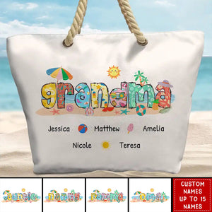 Mom Grandma Beach Summer Vibe - Personalized Beach Bag