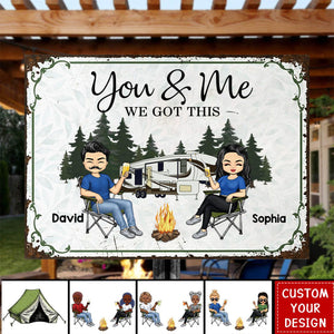 Camping Partners For Life Doll Couple Sitting-Personalized RV Metal Sign-Gift For Camping Lovers