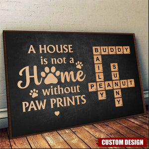 Home With Paw Prints Pet Crossword Puzzle Art Personalized Poster, Gift For Pet Lovers