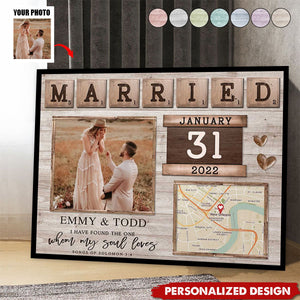 Map Print Engagement-Personalized Photo Poster-Gift For Newly Engaged