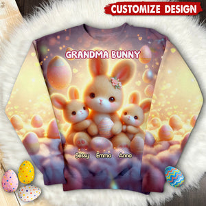 Grandma Bunny Personalized Easter Sweatshirt Hoodie - Gift For Grandma