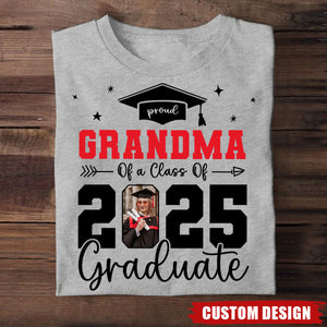 Proud Family Of 2025 Senior Graduation Photo Personalized T-Shirt