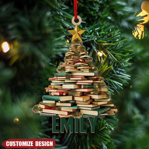 2024 New Release Personalized Name Book Christmas Tree Wood Ornament