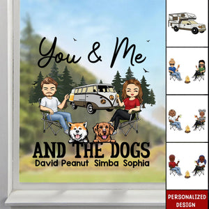 Camping Partners & The Dogs For Life Doll Couple Sitting-Personalized RV Decal-Gift For Camping Lovers