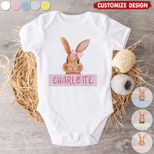 Cute Easter Bunny-Personalized Name Baby Shirt/Baby Onesie-Gift For Baby