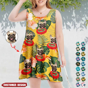 Custom Photo Funny Human Pet Face - Personalized Sleeveless Tank Dress