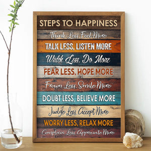 Steps To Happiness - Motivational Quote Poster