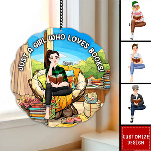 Personalized Girl Reading Window Hanging Suncatcher - Gifts For Book Lover