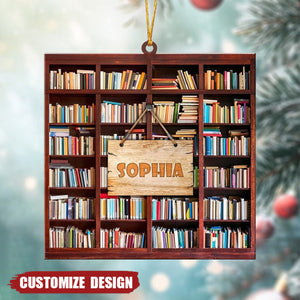 Personalized Bookshelf Shape Ornaments - Gift for Book Lover - 2024 New Release